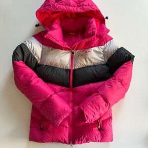 Nike Athletic Dept AD Goose Down Hooded Striped Puffer Jacket Pink 550 fill - S